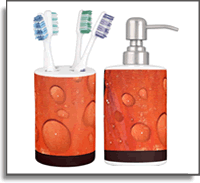 Red Rain Drops Flower- Bathroom Accessories Soap Dispenser & Toothbrush Holder